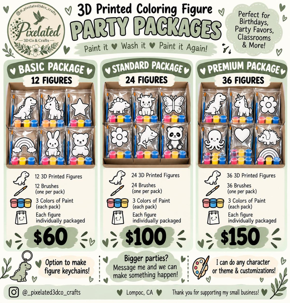 Standard Package Reusable painting figures